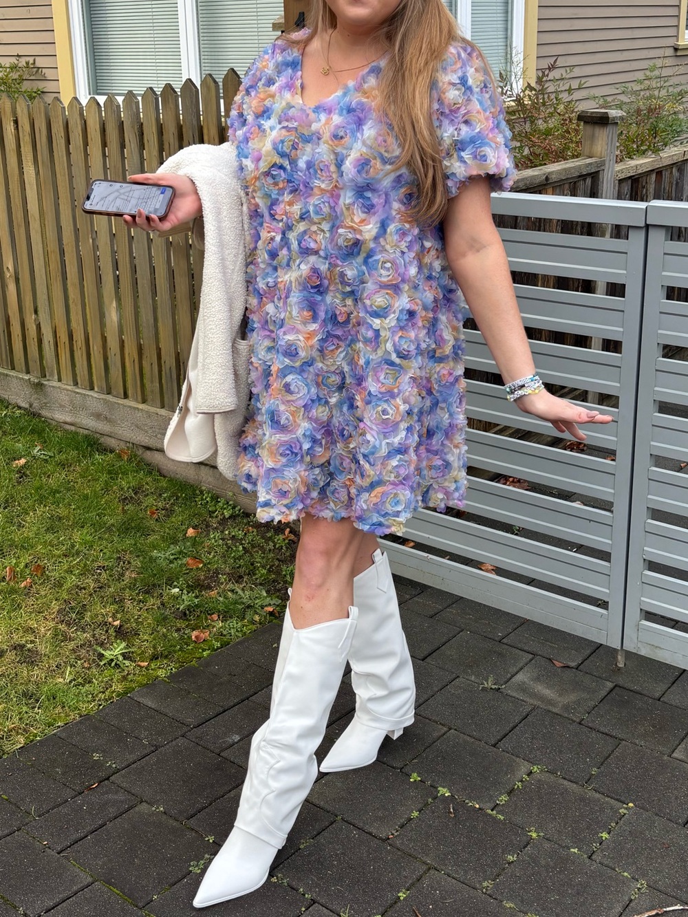 3D Floral Tulle Trapeze Dress - Picture 5 of 5